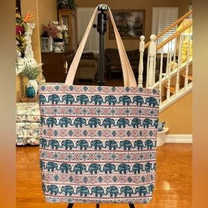 Elephant Print Tote Bag - Multicolor